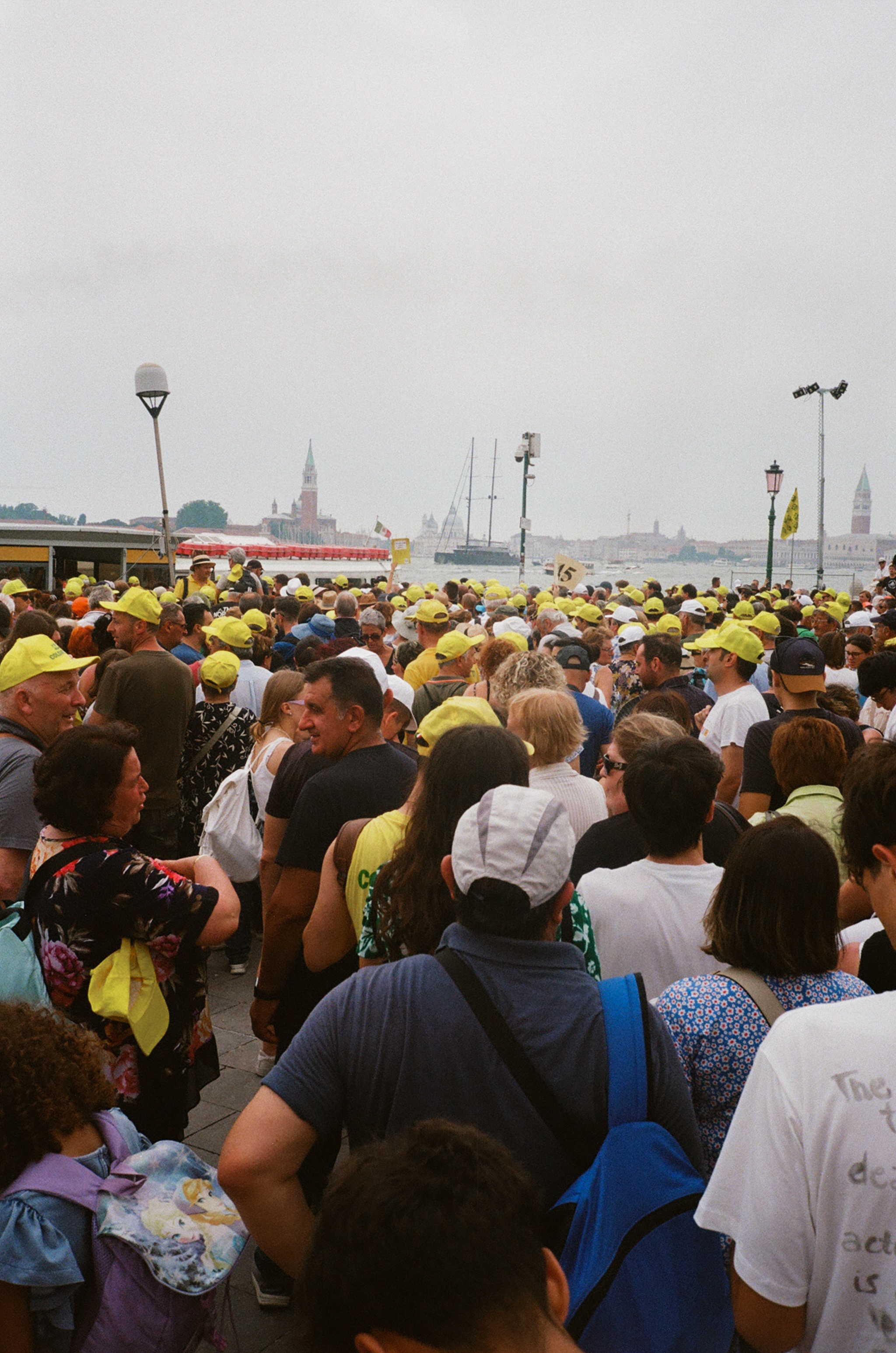 a photo of a italian people with yellow hats